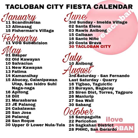 tacloban fiesta calendar|I Love Tacloban .
